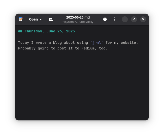 A sample daily journal