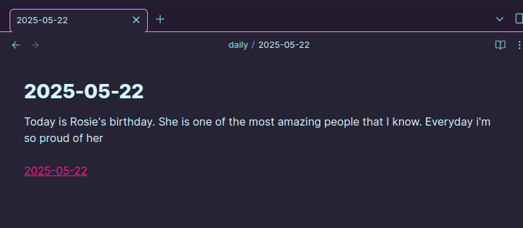 Obsidian gives me a clean interface to browse or search entries across time.